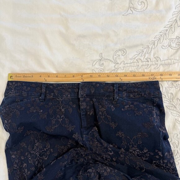OLD NAVY Pixie Velvet Flocked Pants Mid Rise Ankle Stretch Blue Black Floral 14 - Picture 7 of 11